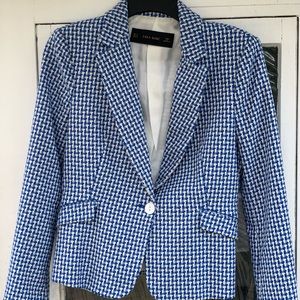 Zara Basic Blue and White Check Jacket, M